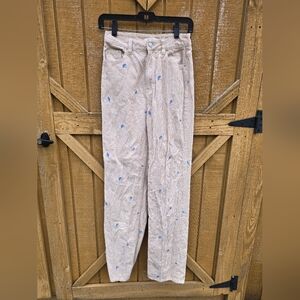 Floral Embroidered Corduroy Pants